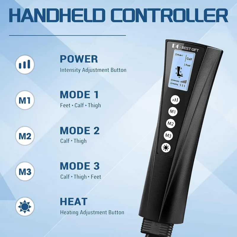 BESTGIFT Air Compression Foot & Leg Massager with Heat Remote Control